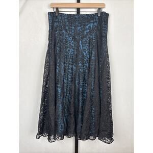 Coldwater Creek Velvet Burnout Maxi Skirt Women's Large Black Blue Witchy Goth